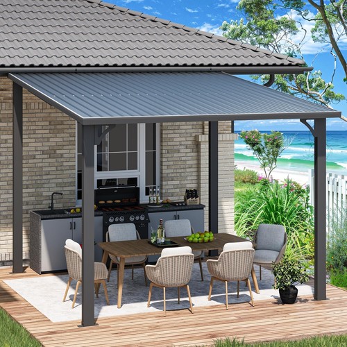 Hardtop gazebo metal lean - metal, to